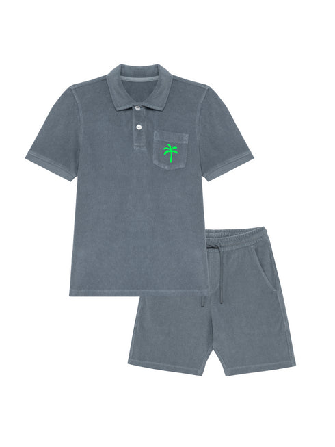 Boy Badstof Set Palm Tree Mini Neon Green Velvet | NOTE: Levertijd 5-7 werkdagen